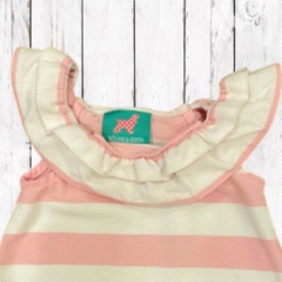 Miley & Kate Tank Top Pink White Striped Ruffle Neck Shirt Infant Size 12M - Picture 2 of 11